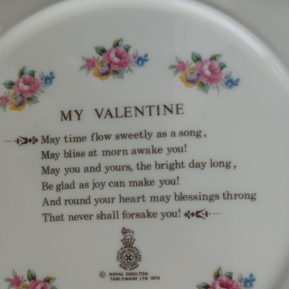 💗My Valentine Day Plate Vintage 1978 Royal Doulton LTD Marked on back Plus Poem - Picture 6 of 10